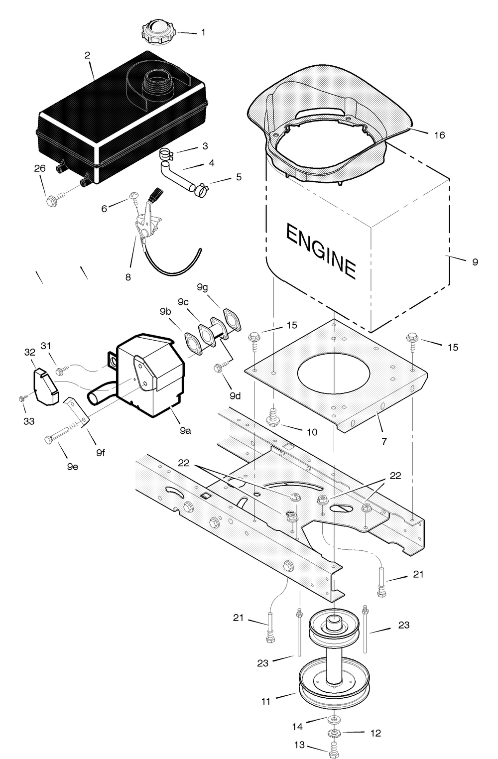 Engine Mount Diagram and Parts List for 425005X8A 2004 Briggs and Stratton Lawn Tractor